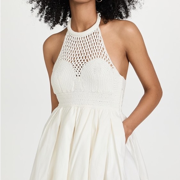 Elegant White Crochet Halter Dress - Picture 1 of 4
